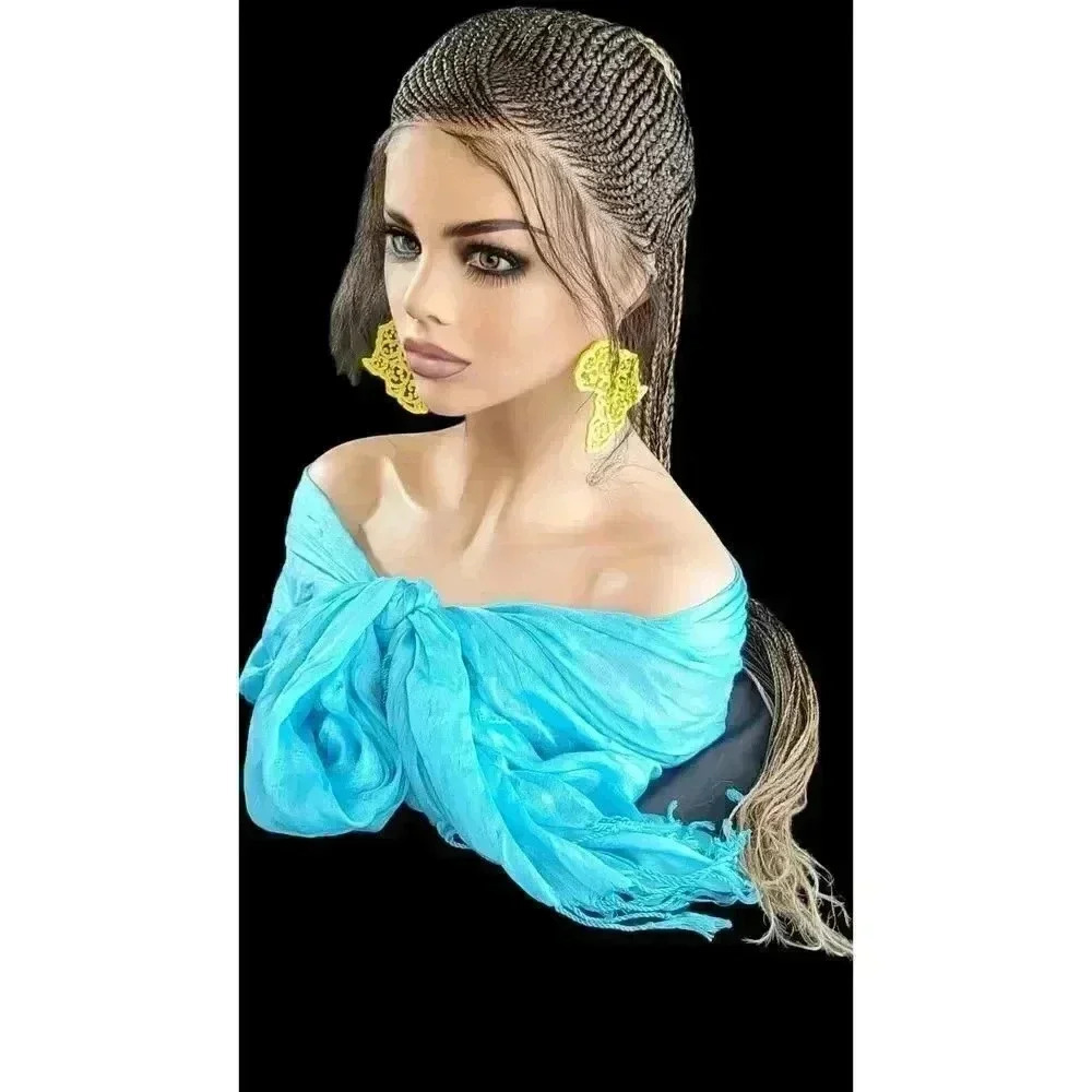 100% Handmade Shuku Style Jumbo Box Braided Lace Wig - Ombre Black, 28" Long NWT - Picture 3 of 15